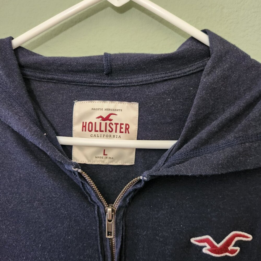 Hollister Sweatshirts Hoodie Navy Made in the USA, Size L - Picture 3 of 8